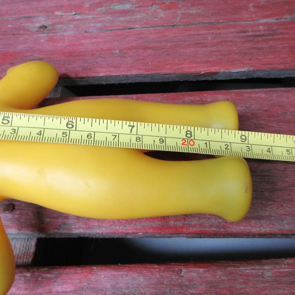 Vintage Ledraplastic Ledra Yellow Smiley Face Girl Doll Rubber Squeak Toy 8